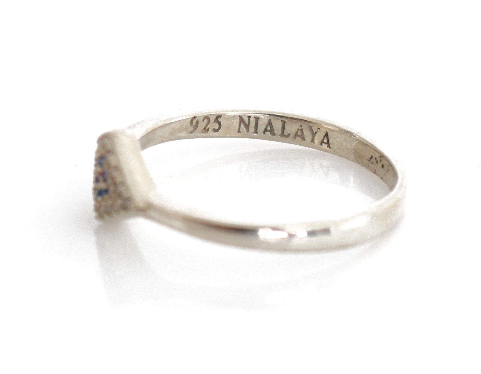 Nialaya Blue Red CZ 925 Silver Womens Clear Ring - Fizigo