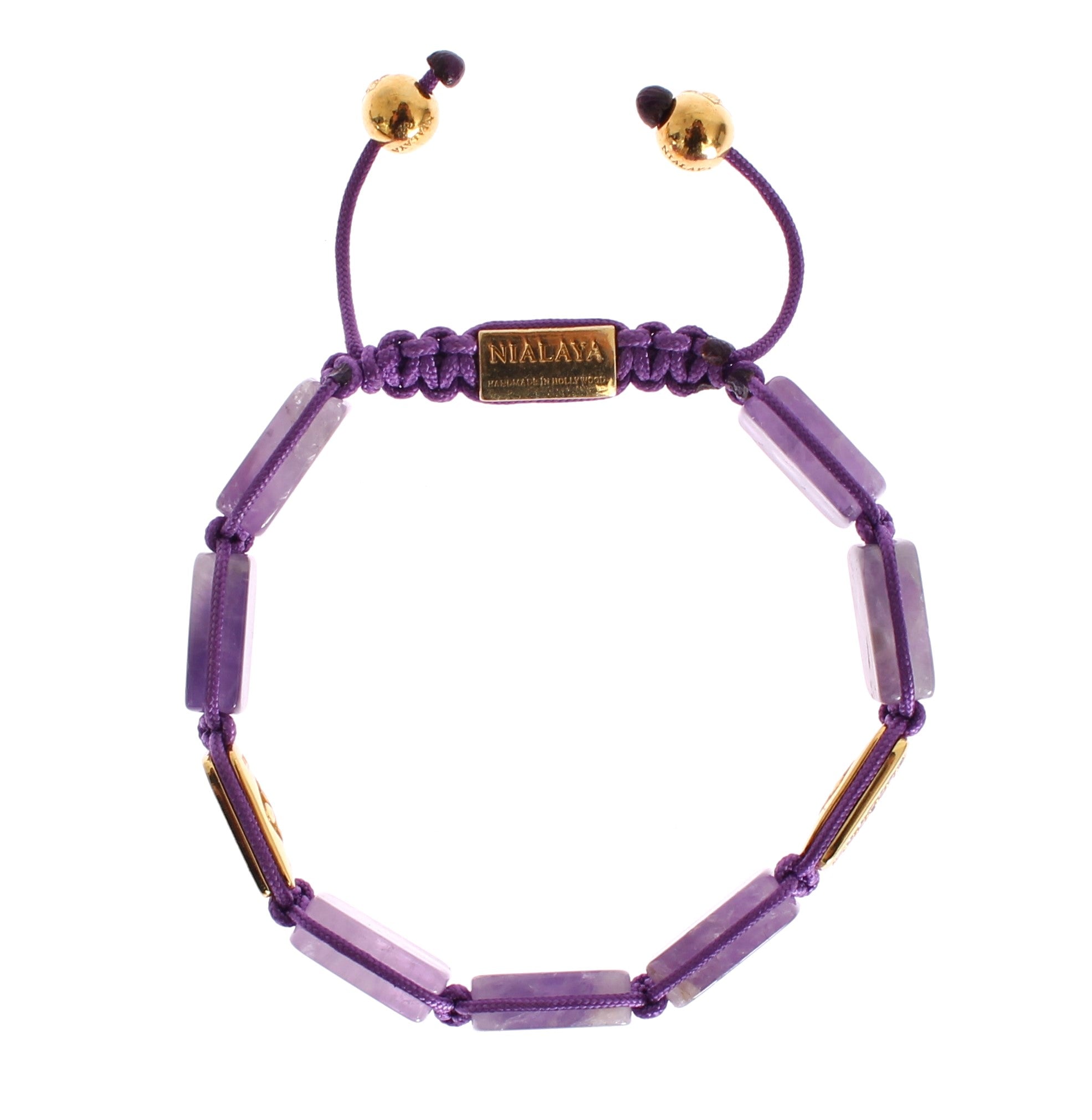 Nialaya CZ Amethyst 18K Gold 925 Bracelet - Fizigo