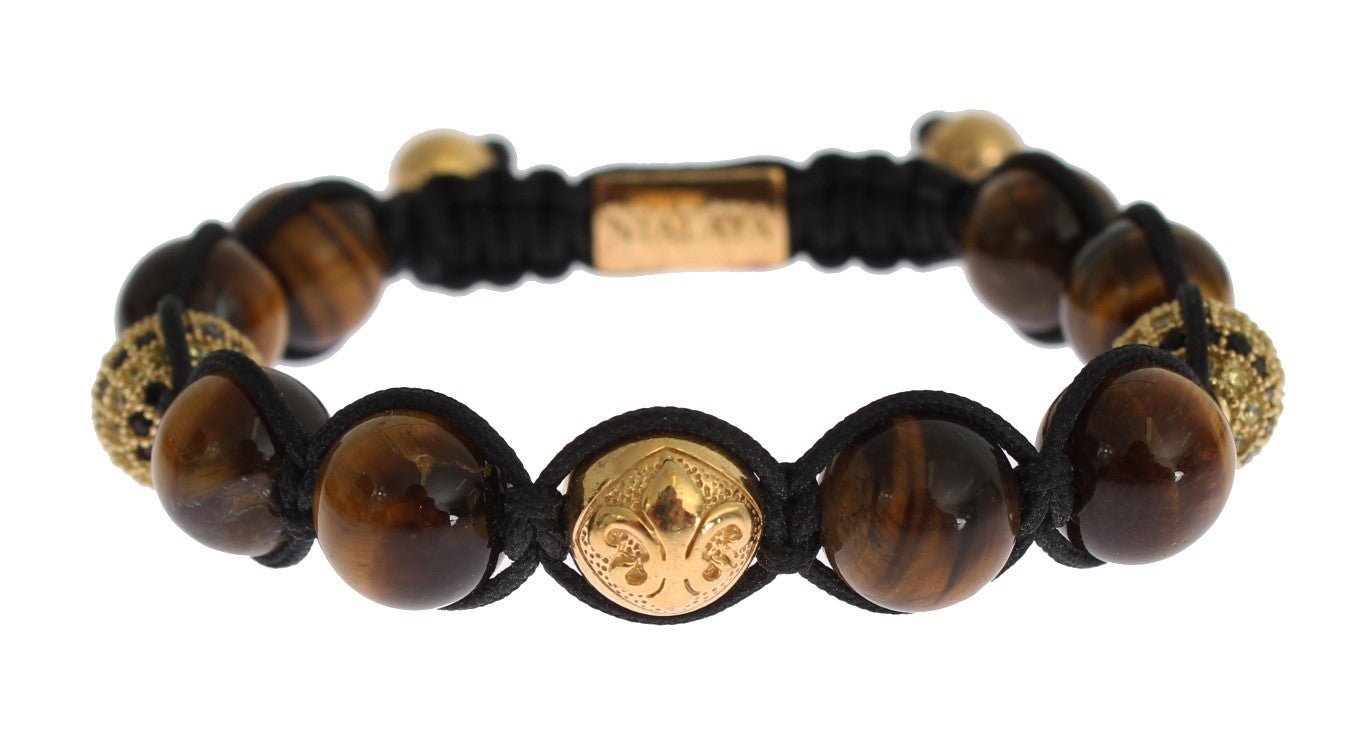 Nialaya CZ Brown Tigers Eye 925 Silver Bracelet - Fizigo