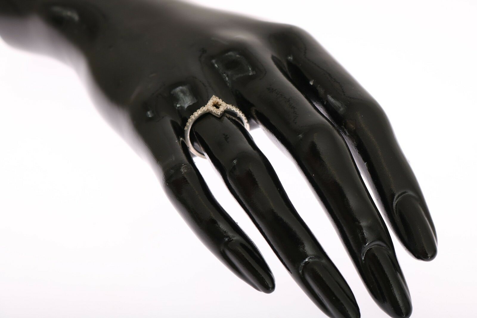 Nialaya Silver Rhombus Womens Clear CZ 925 Silver Ring - Fizigo