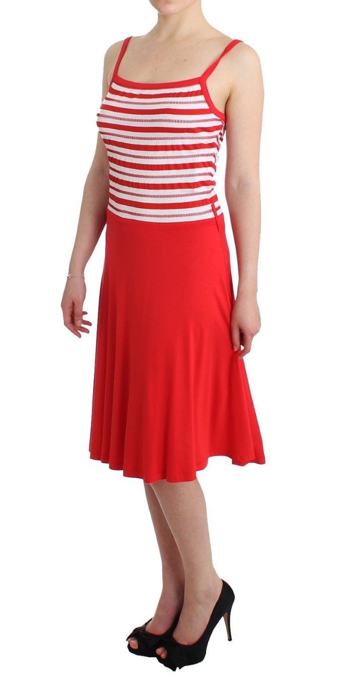 Roccobarocco Red striped jersey A-line dress - Fizigo