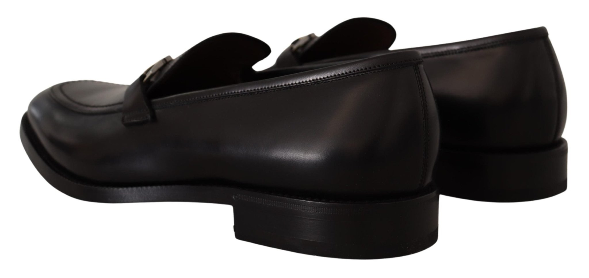 Salvatore Ferragamo Black Calf Leather Moccasin Formal Shoes - Fizigo