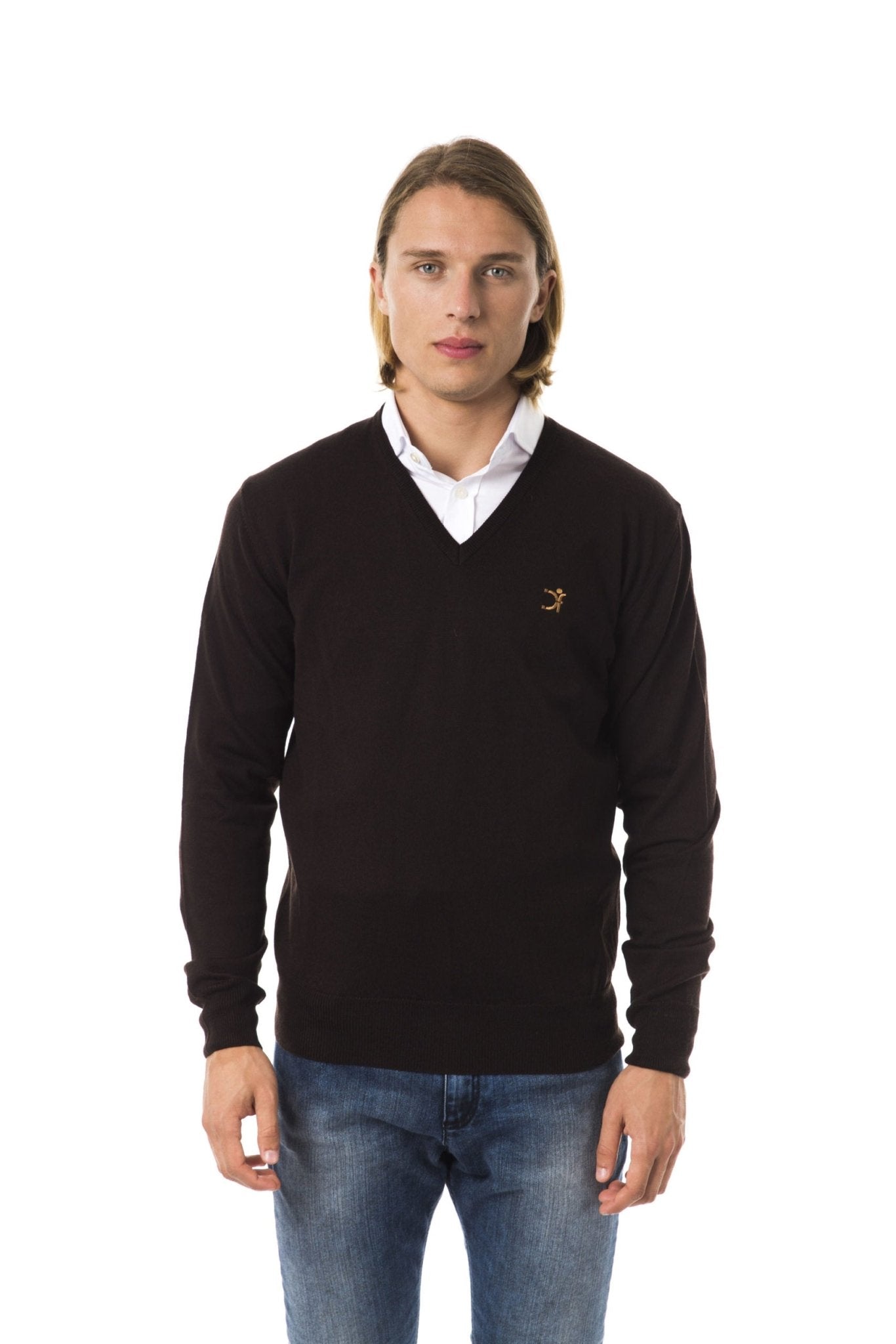 Uominitaliani Brown Merino Wool Sweater - Fizigo