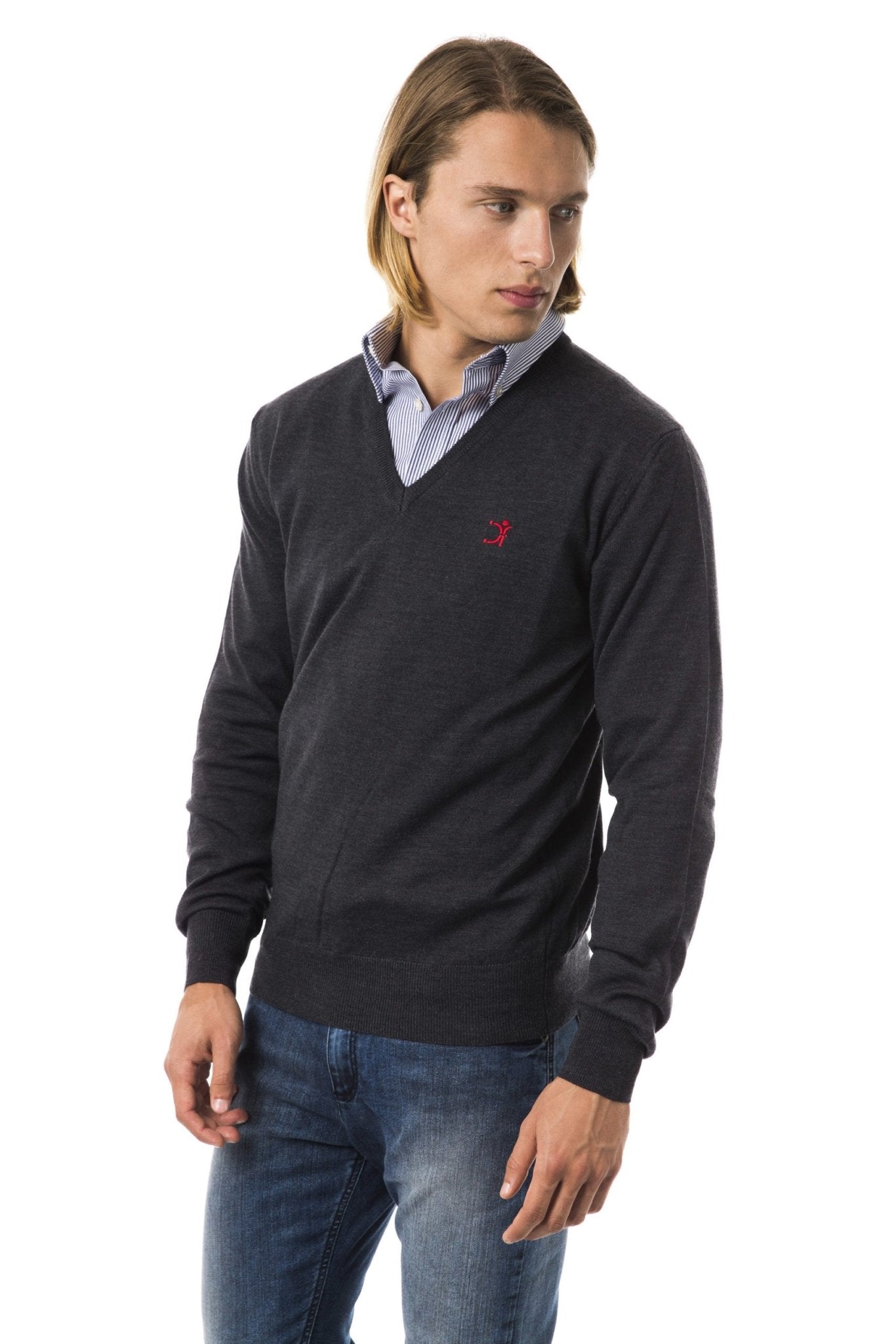 Uominitaliani Gray Merino Wool Sweater - Fizigo