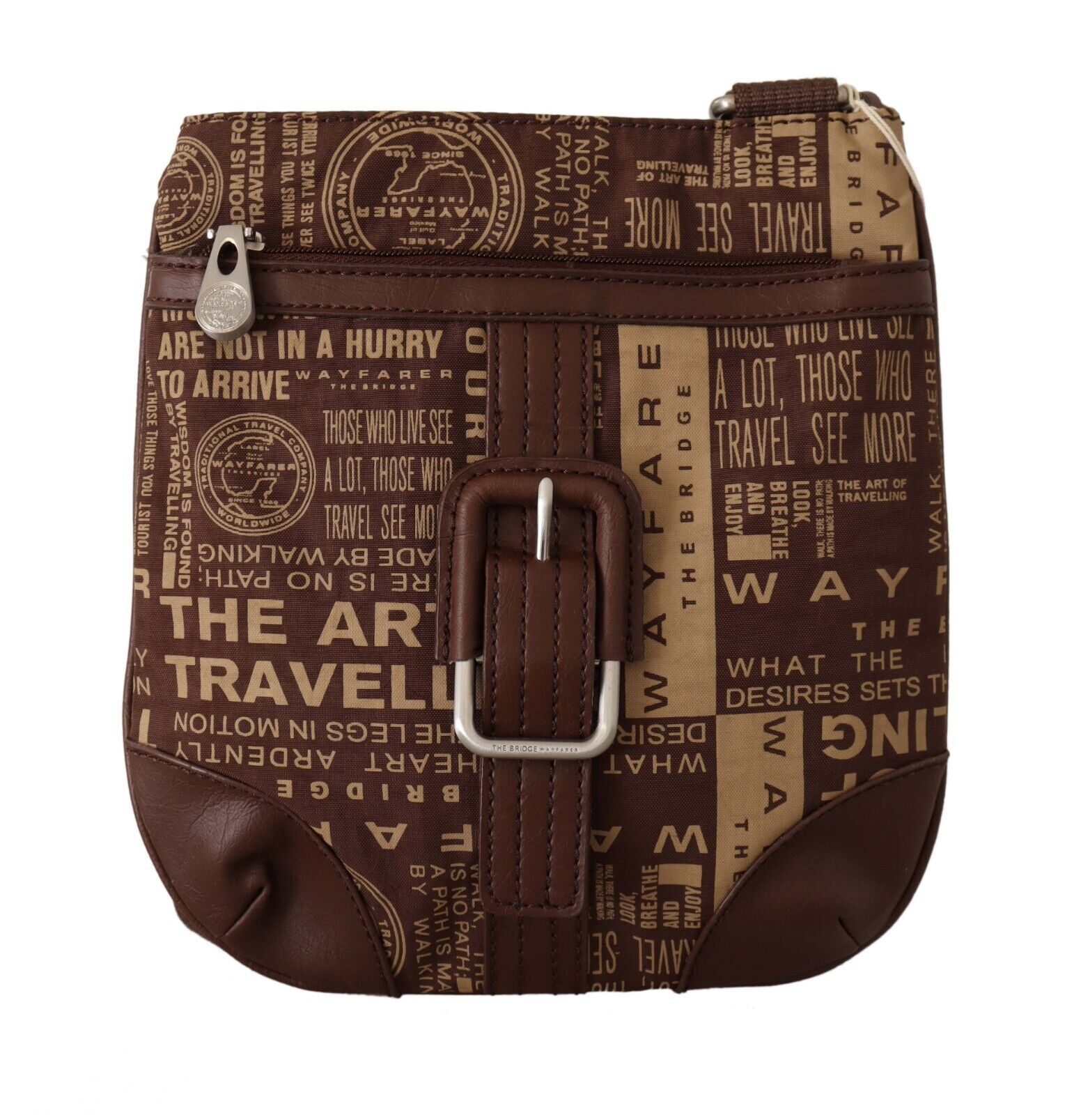 WAYFARER Brown Printed Logo Shoulder Crossbody Purse Bag - Fizigo